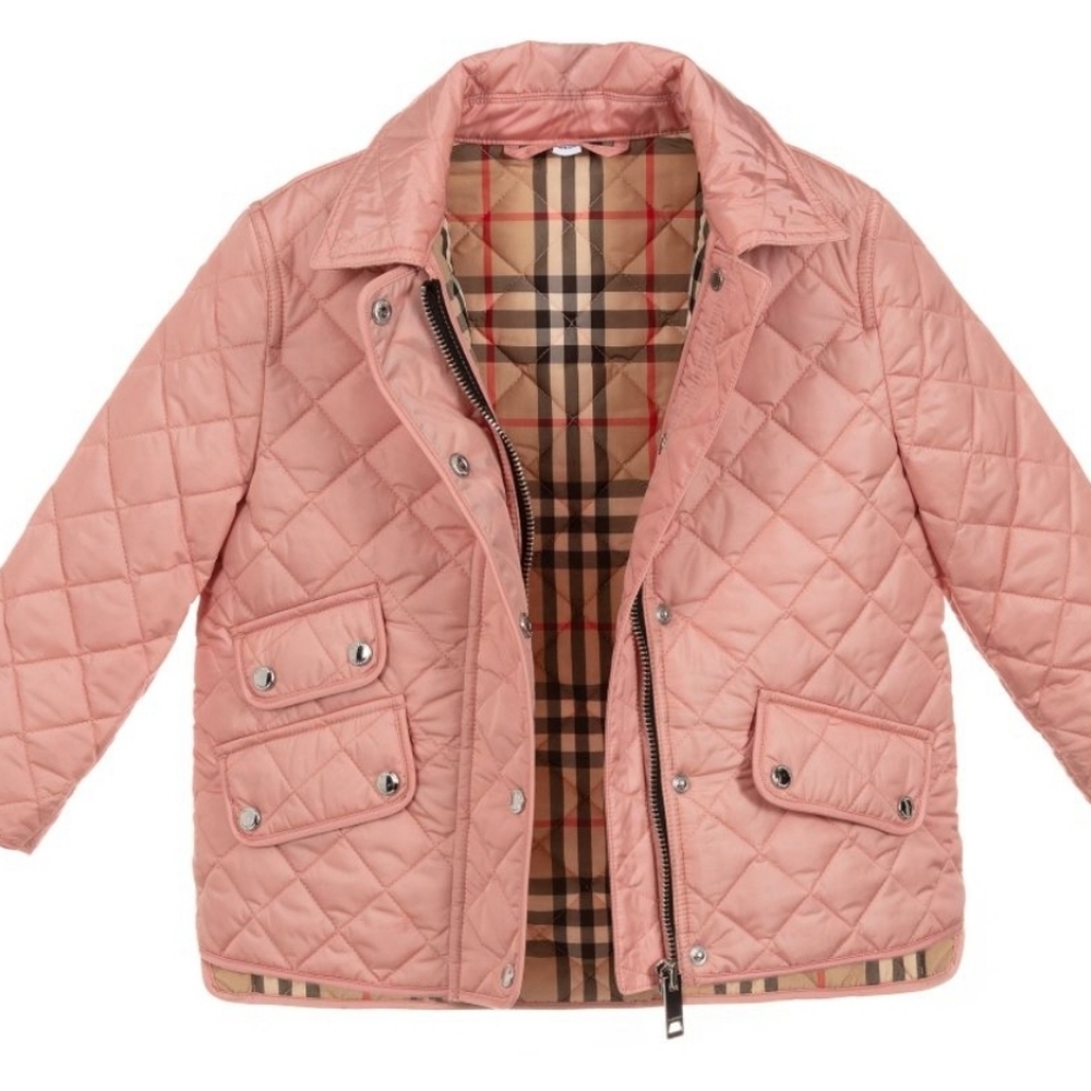 Girls Burberry Quilted Coat Size 8yo Rose Gold
